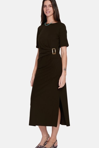 Robe midi en lin - Noir