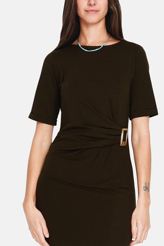 Robe midi en lin - Noir