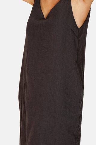Robe midi en lin - 
Noir
