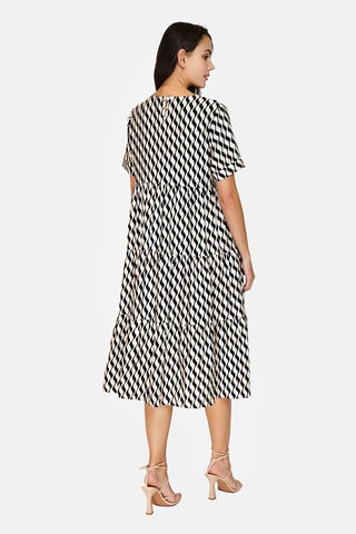 Robe midi en lin - 
Noir