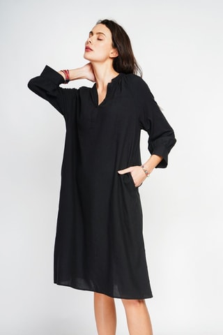 Robe longue en lin - Noir