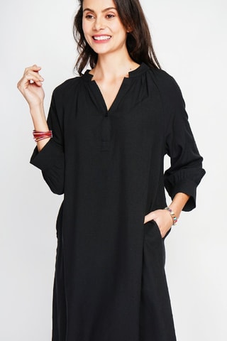 Robe longue en lin - Noir