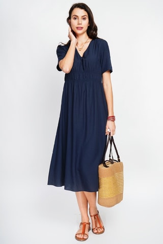 Robe longue en lin - Bleu marine