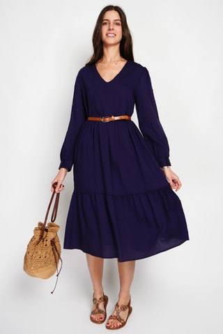 Robe longue en lin - Bleu marine