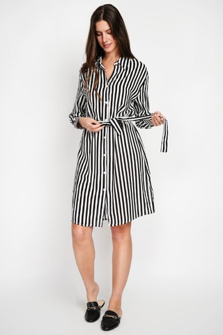 Robe chemise en lin et soie - Noir