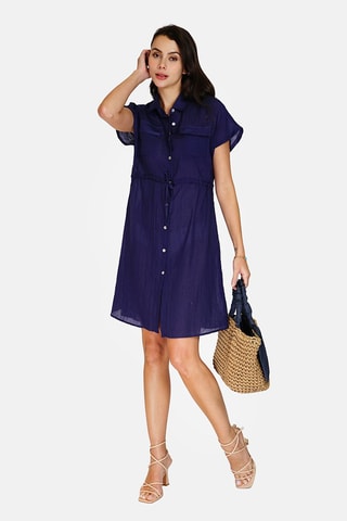Robe chemise en lin - 
Bleu