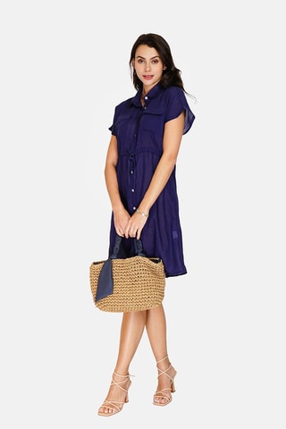 Robe chemise en lin - 
Bleu