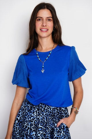 T-shirt en lin - Bleu roi