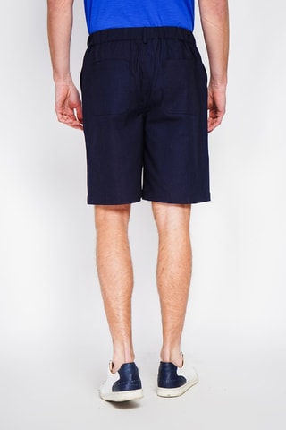 Bermuda semi-slim en lin - Bleu nuit