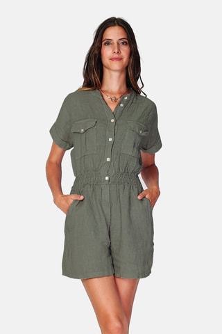 Combishort en lin - 
Vert