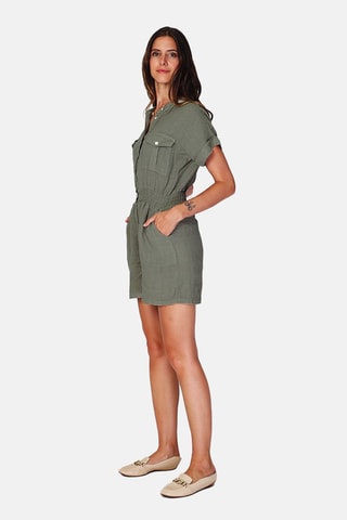 Combishort en lin - 
Vert