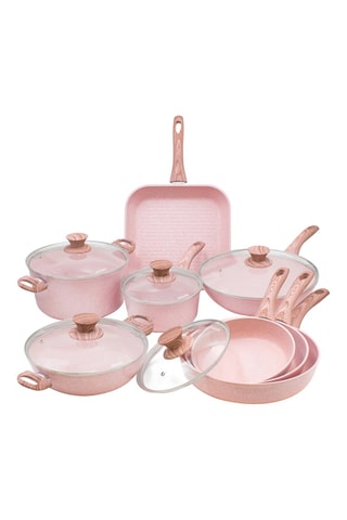 Trem de cozinha em granito e quartzo rosa StoneRose - 13 peças