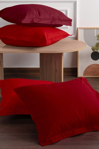 2 taies d'oreiller en coton 80 fils/cm² - Rouge