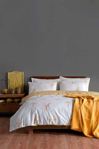 Parure de couette en coton 57 fils/cm² Melthem - Blanc et jaune