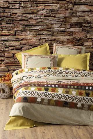 Parure de couette en coton 57 fils/cm² Jaune et beige