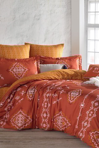 Parure de couette Talas en coton renforcé 120 gr/m² - Orange et blanc