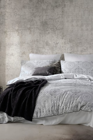 Parure de couette en satin de coton 81 fils/cm² - Noir et blanc