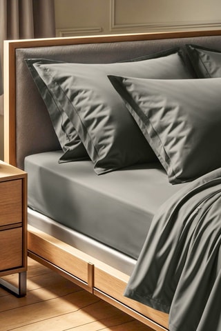Drap plat en coton renforcé 155 fils/cm² Tonne Verte - Gris