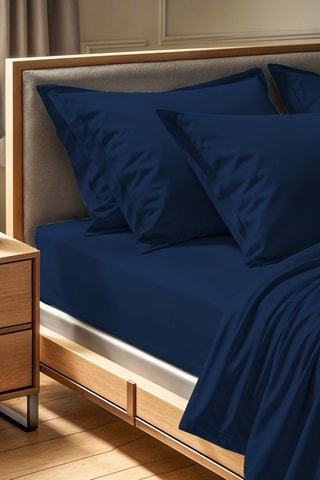 Drap plat en coton renforcé 145 fils/cm² Tonne Marie - Bleu nuit