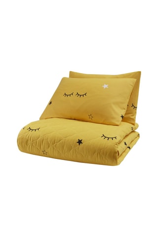 Ensemble couvre-lit en coton 120 fils/cm² Dide - Jaune