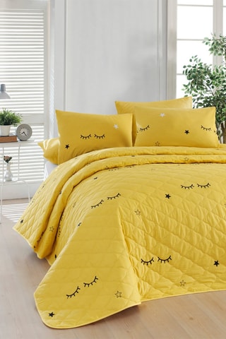 Ensemble couvre-lit en coton 120 fils/cm² Dide - Jaune