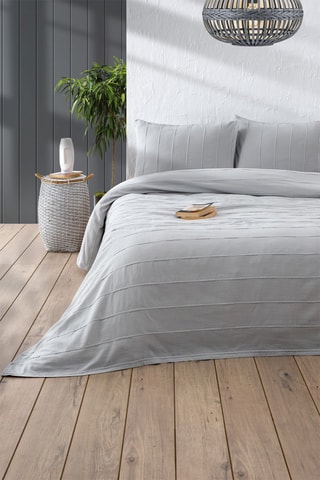 Ensemble couvre-lit en coton 127 fils/cm² Sedef - Gris