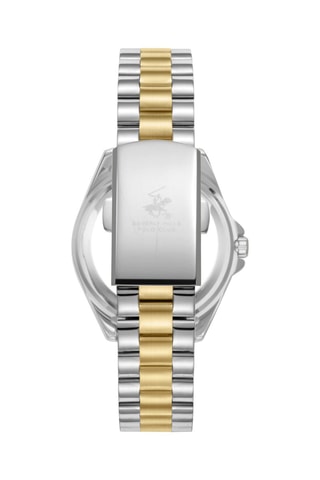 Montre à quartz en acier, céramique et diamant - Argenté et doré
