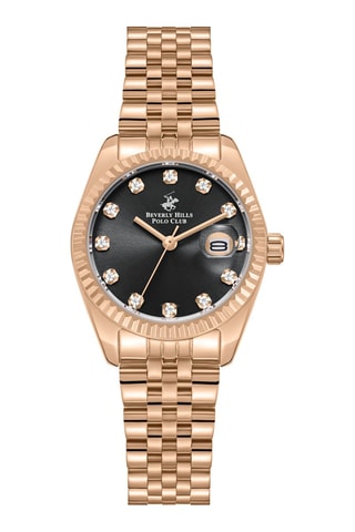 Montre à quartz en alliage - Doré rose et noir