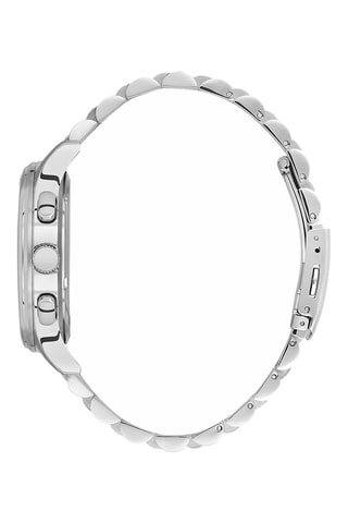 Montre à quartz en acier Tachymètre et fonction GMT - Argenté et doré rose