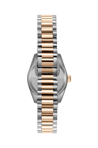 Montre à quartz en acier, céramique et diamant - Argenté et doré rose