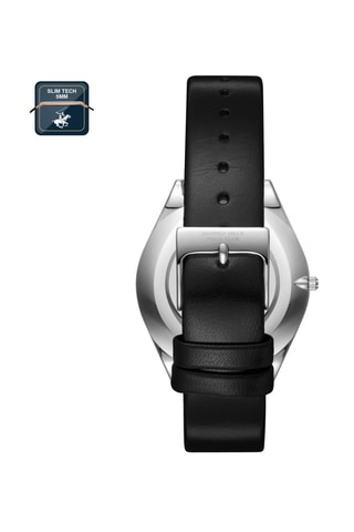 Montre à quartz en cuir - Noir et argenté