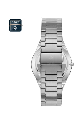 Montre à quartz en acier et céramique - Argenté et noir