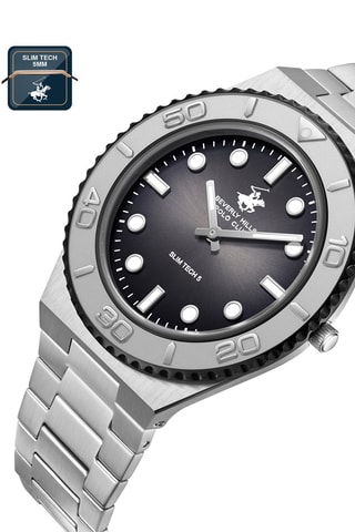 Montre à quartz en acier et céramique - Argenté et noir