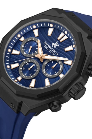 Montre à quartz en silicone - Bleu marine et noir