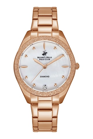 Montre à quartz en alliage et diamant - Doré rose et blanc