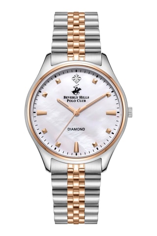 Montre à quartz en alliage et diamant - Argenté et doré rose