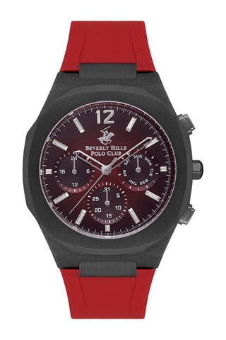 Montre à quartz en acier et céramique - Rouge et gris