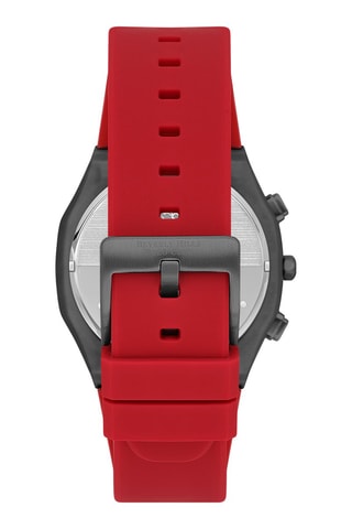Montre à quartz en acier et céramique - Rouge et gris