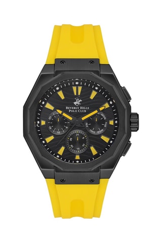Montre à quartz en acier et céramique - Jaune et noir