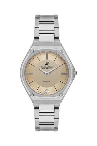 Montre à quartz en acier et diamant - Argenté et doré