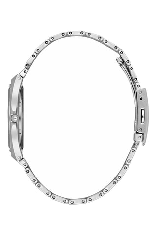 Montre à quartz en acier et diamant - Argenté et bleu 
