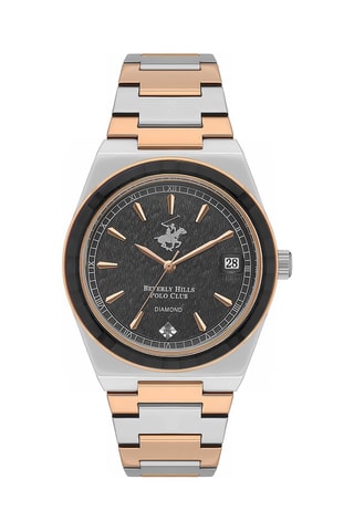 Montre à quartz en acier et diamant - Argenté et doré rose