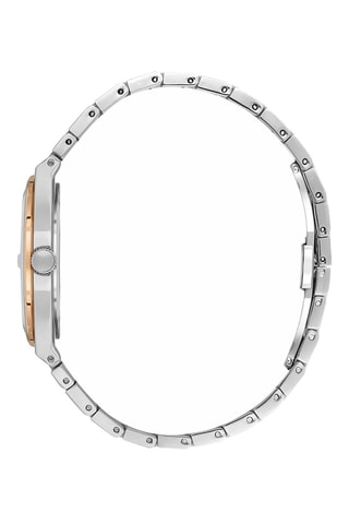 Montre à quartz en acier et diamant - Argenté et doré rose