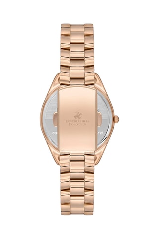 Montre à quartz en acier et diamant - Doré rose