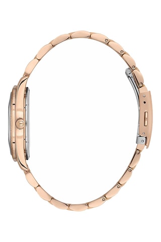 Montre à quartz en acier et diamant - Doré rose