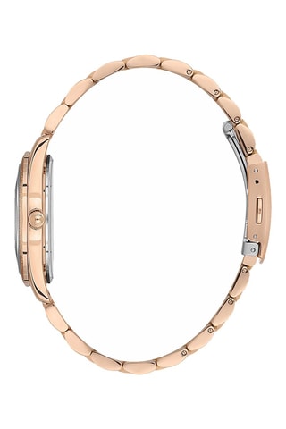 Montre à quartz en acier et diamant - Doré rose et Violet 