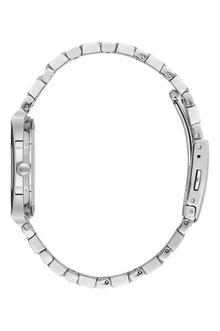 Montre à quartz en acier et diamant - Argenté et noir