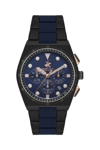 Montre à quartz en acier - Noir et bleu