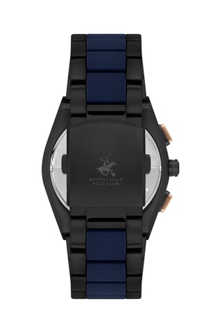 Montre à quartz en acier - Noir et bleu