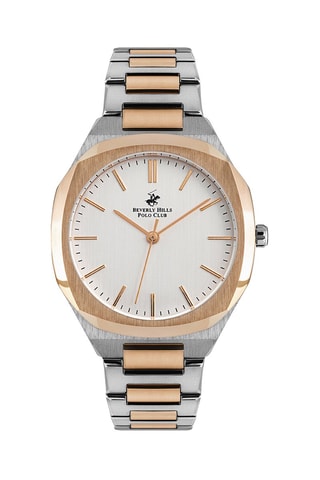 Montre à quartz en acier - Argenté et doré rose